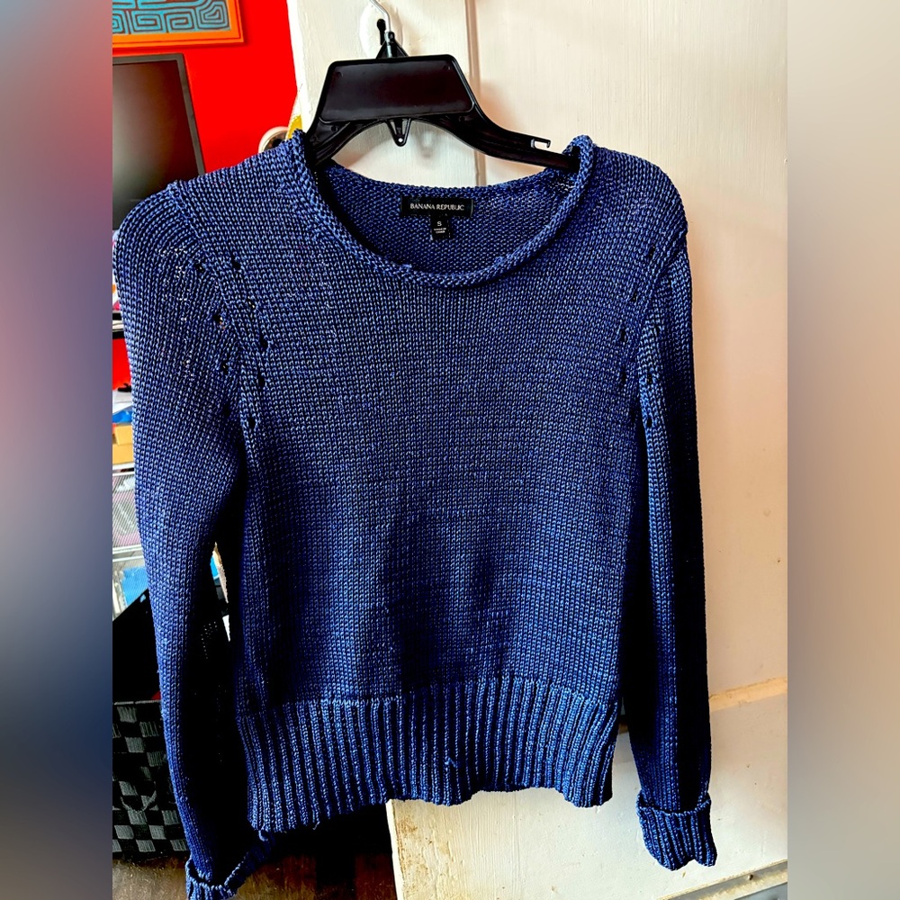 Banana Republic Women's Metallic Blue Sweater